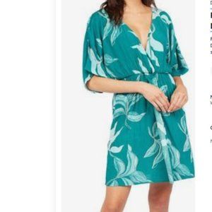 ROXY  Before Sunset dress teal green tropical print